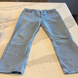 AGOLDE Riley High Rise Straight Crop Denim Jean in Shiver // 31